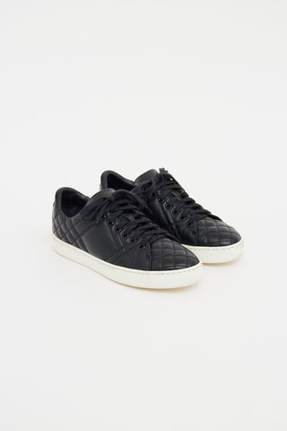 Burberry Black Leather Quilted Leather Sneaker