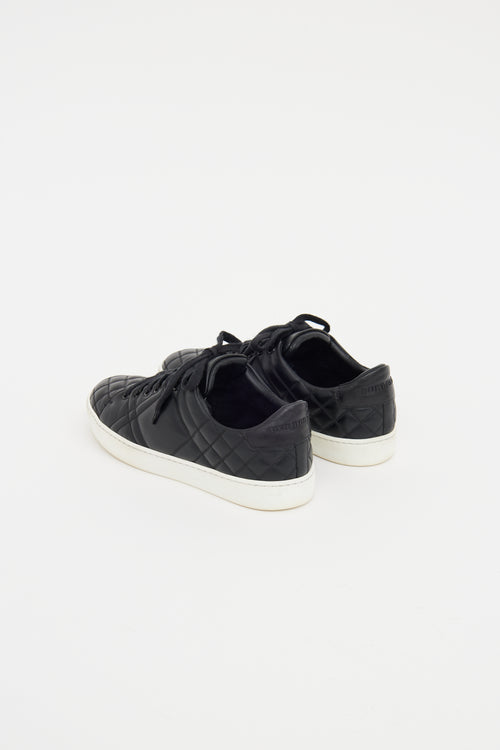 Burberry Black Leather Quilted Leather Sneaker
