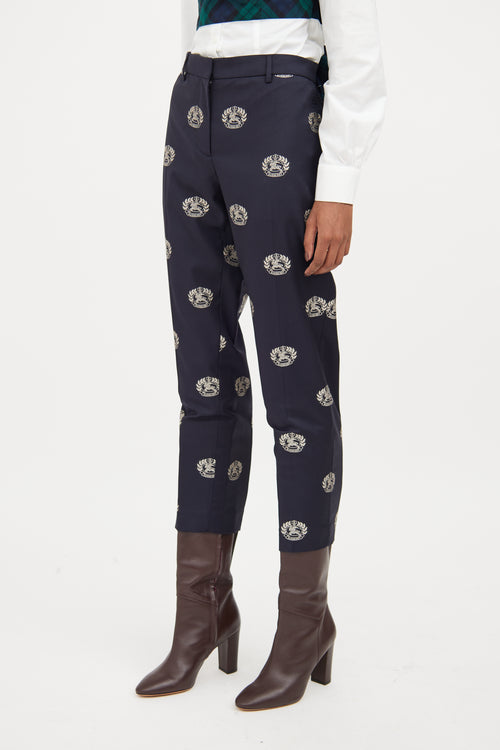 Burberry Navy Logo Slim Pant