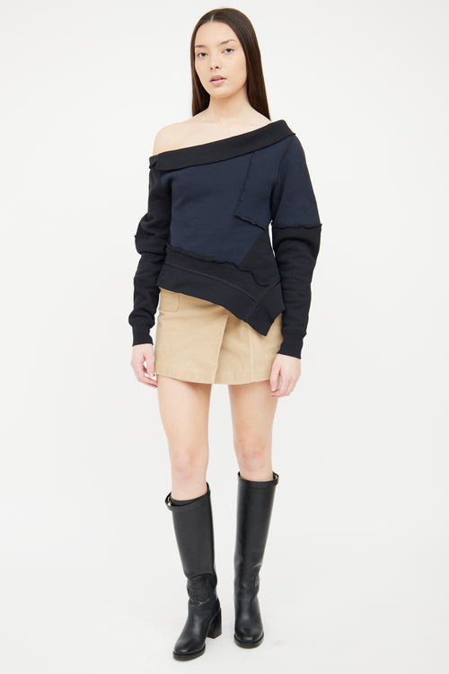 Burberry Black & Navy Asymmetrical Sweatshirt