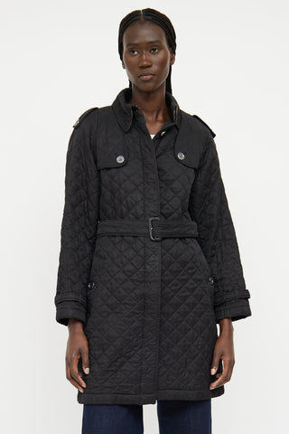 Burberry Black Quilted Long Jacket