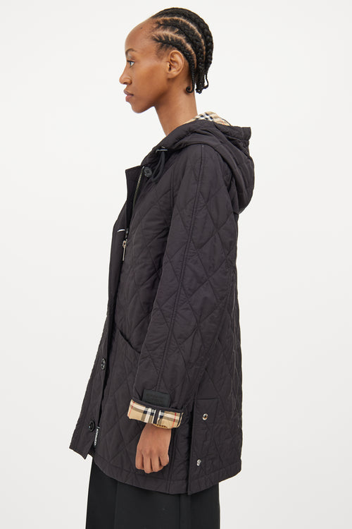 Burberry Black Quilted Hooded Jacket