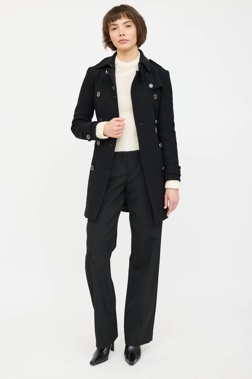 Burberry Wool Double Breasted Trench Coat