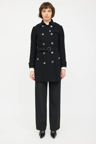 Burberry Wool Double Breasted Trench Coat