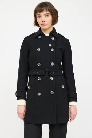 Burberry Wool Double Breasted Trench Coat