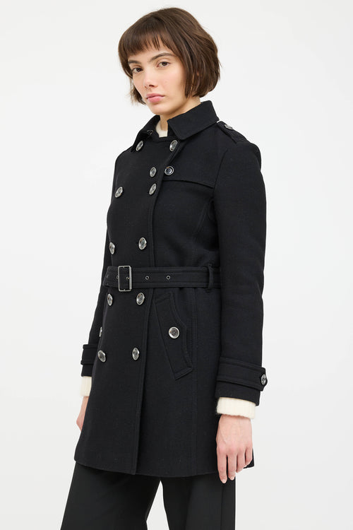 Burberry Wool Double Breasted Trench Coat