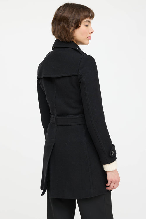 Burberry Wool Double Breasted Trench Coat
