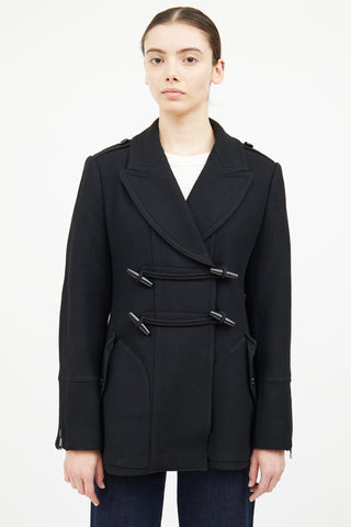 Burberry Black Wool Toggle Coat