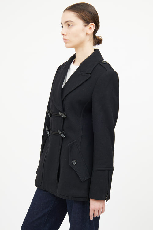 Burberry Black Wool Toggle Coat