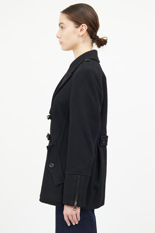 Burberry Black Wool Toggle Coat