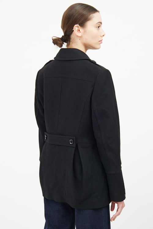 Burberry Black Wool Toggle Coat