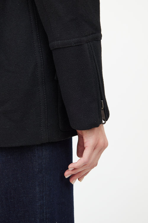 Burberry Black Wool Toggle Coat