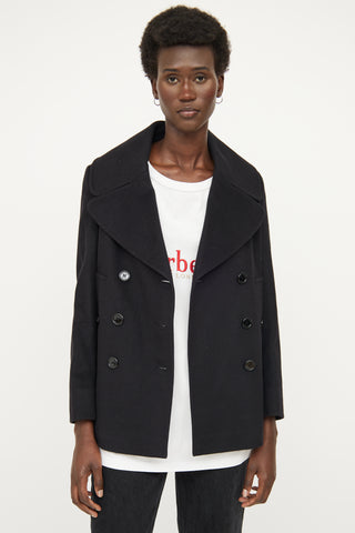 Burberry Black Double Breasted Wool Jacket