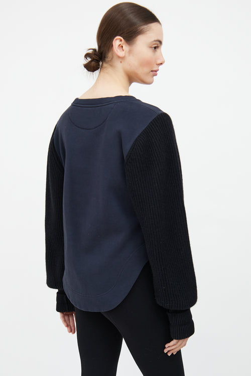 Burberry Navy Knit Sleeve Sweatshirt