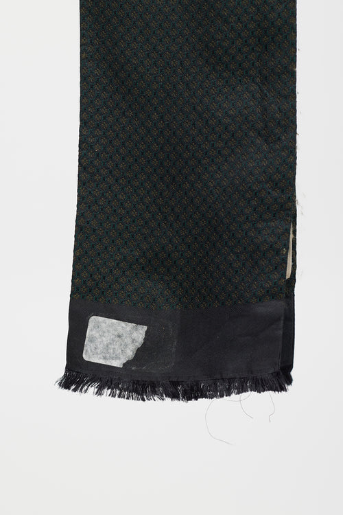 Burberry Black & Green Floral Slim Scarf
