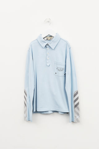 Burberry Kids Blue Long Sleeves Polo Top