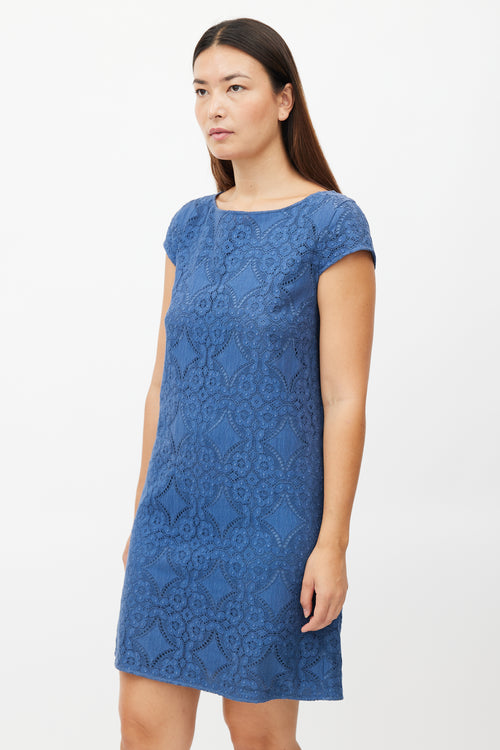 Burberry Blue Lace Mini Dress