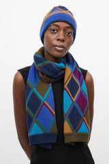 Burberry Blue & Multicolour Geometric Cashmere Co-Ord Set