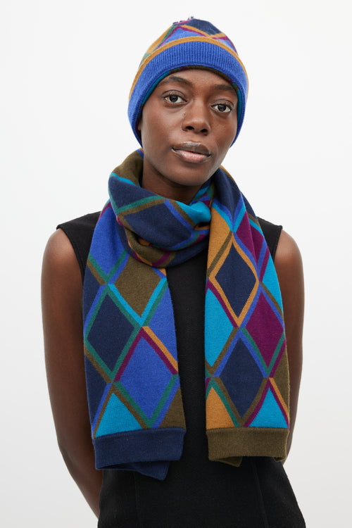 Burberry Blue & Multicolour Geometric Cashmere Co-Ord Set