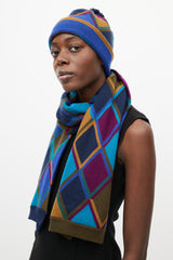 Burberry Blue & Multicolour Geometric Cashmere Co-Ord Set