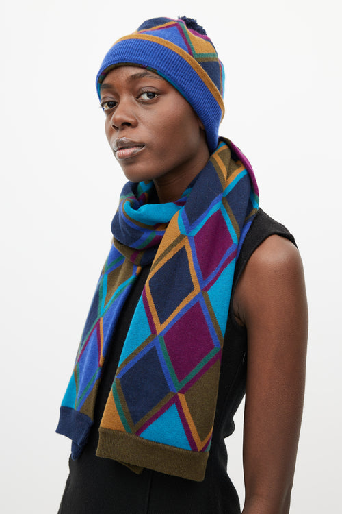 Burberry Blue & Multicolour Geometric Cashmere Co-Ord Set