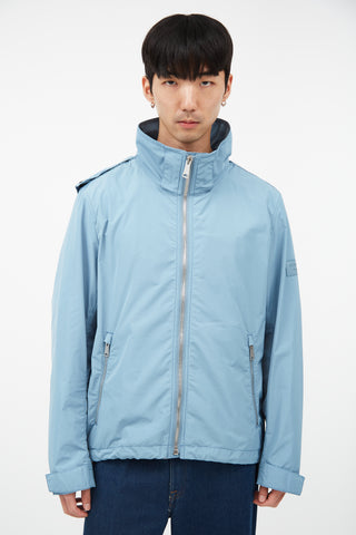 Burberry Blue Nylon Hooded Jacket