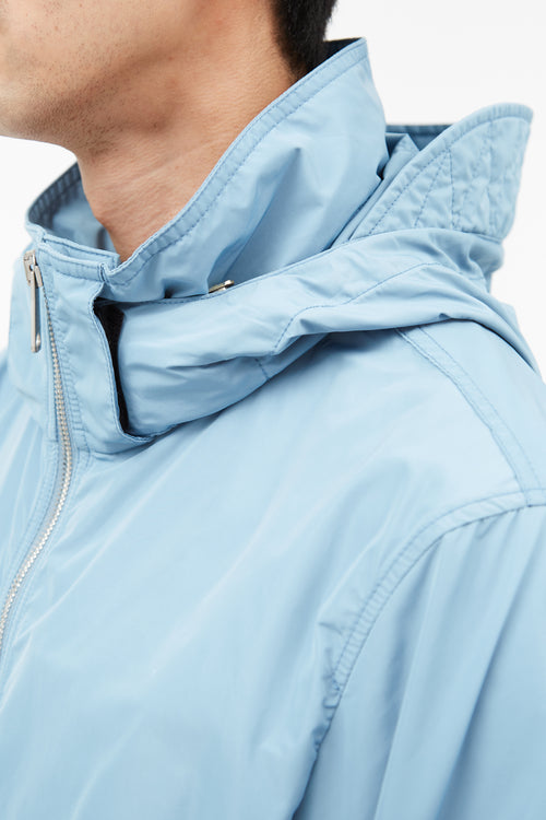 Burberry Blue Nylon Hooded Jacket