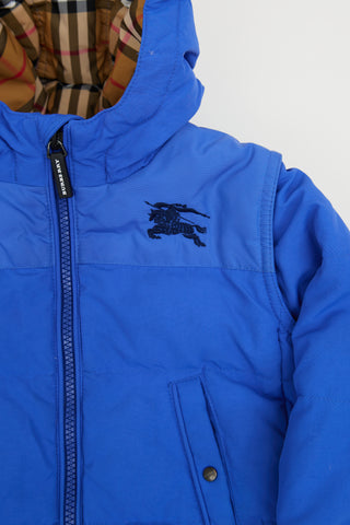 Burberry Blue Logo Puffer Jacket