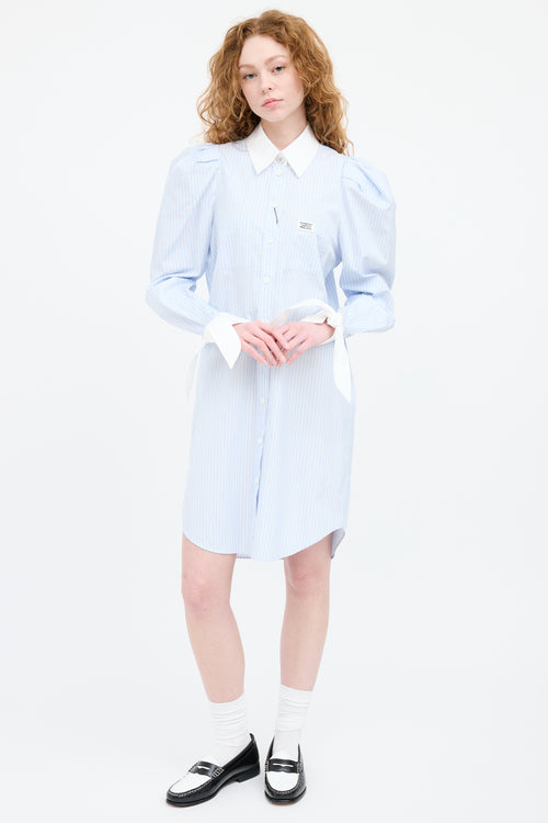 Burberry Blue & White Striped Shirt Dress