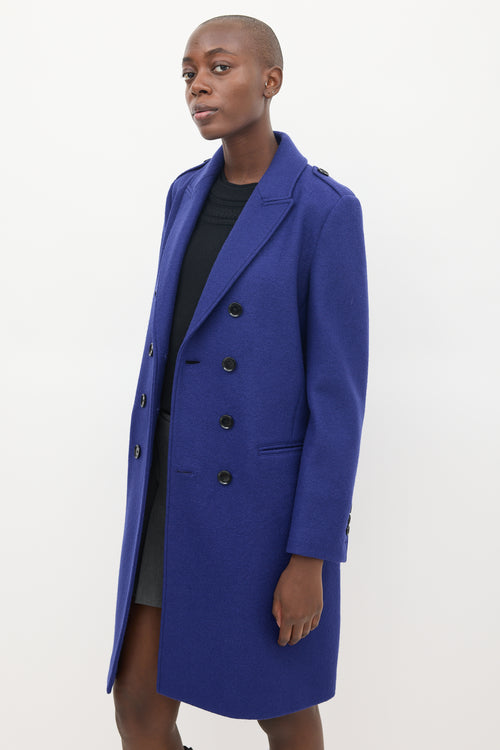 Burberry Blue Wool Double Breasted Coat