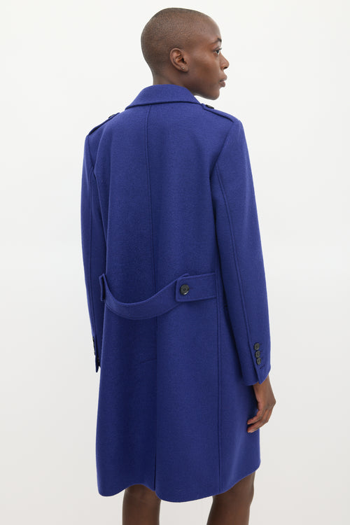 Burberry Blue Wool Double Breasted Coat