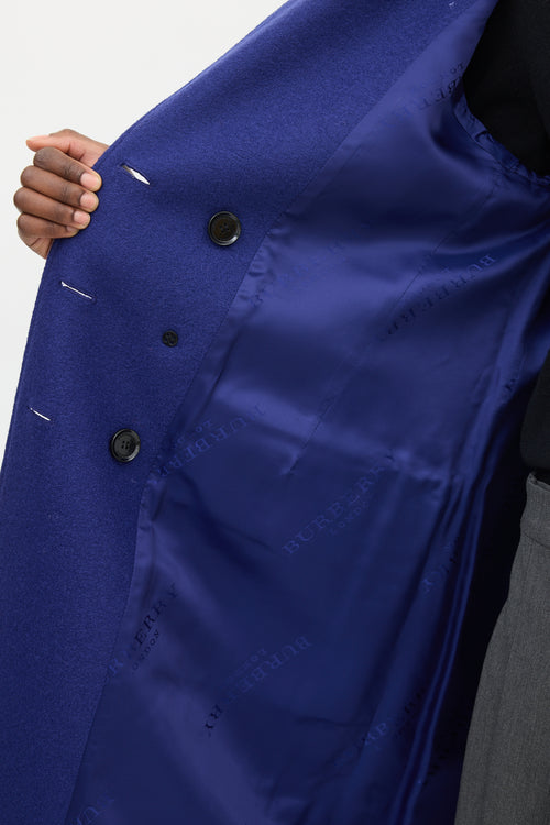 Burberry Blue Wool Double Breasted Coat