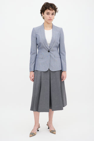 Burberry Blue Wool & Silk Three Pocket Blazer