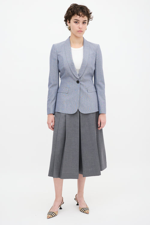 Burberry Blue Wool & Silk Three Pocket Blazer