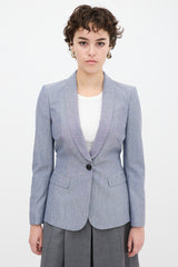 Burberry Blue Wool & Silk Three Pocket Blazer