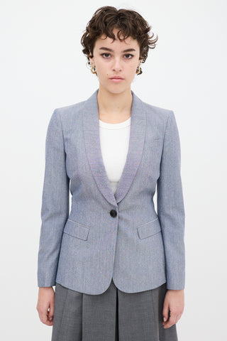 Burberry Blue Wool & Silk Three Pocket Blazer