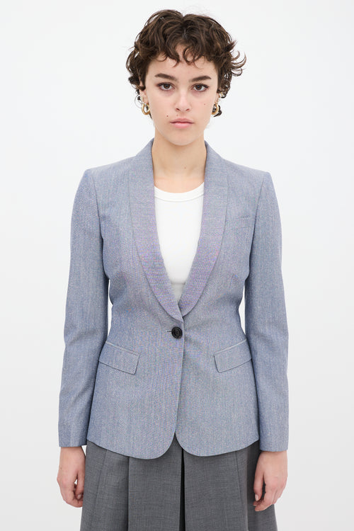 Burberry Blue Wool & Silk Three Pocket Blazer