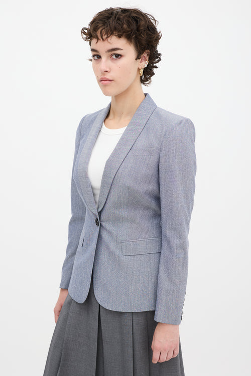 Burberry Blue Wool & Silk Three Pocket Blazer
