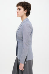 Burberry Blue Wool & Silk Three Pocket Blazer
