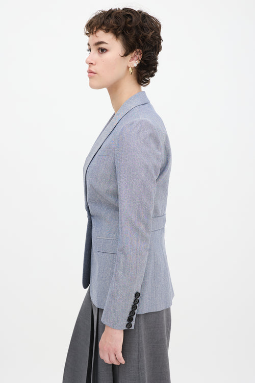 Burberry Blue Wool & Silk Three Pocket Blazer