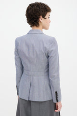 Burberry Blue Wool & Silk Three Pocket Blazer
