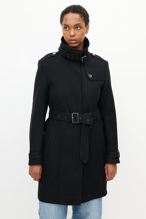 Burberry Brit Black Wool Belted Coat