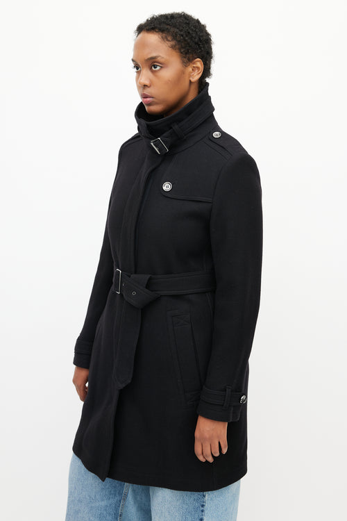 Burberry Brit Black Wool Belted Coat