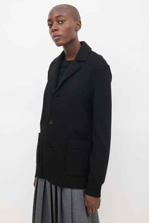 Burberry Brit Black Wool & Ribbed Sleeve Jacket