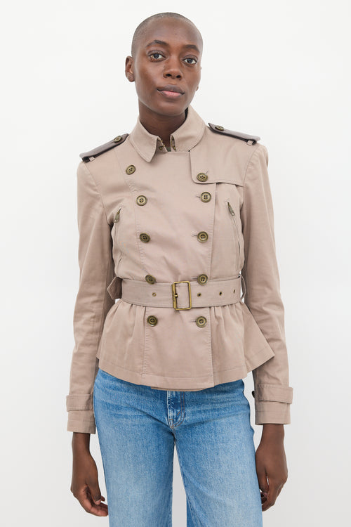 Burberry Brit Brown Cotton Gathered Waist Jacket