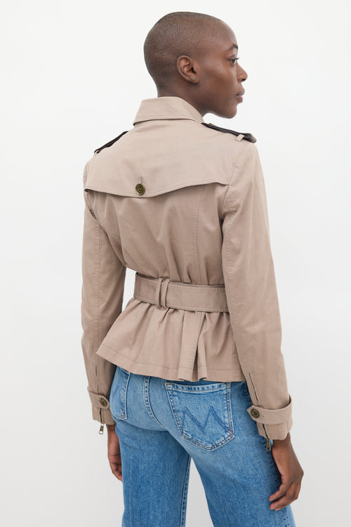 Burberry Brit Brown Cotton Gathered Waist Jacket