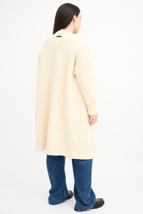 Burberry Brit Cream Long Open Front Cardigan