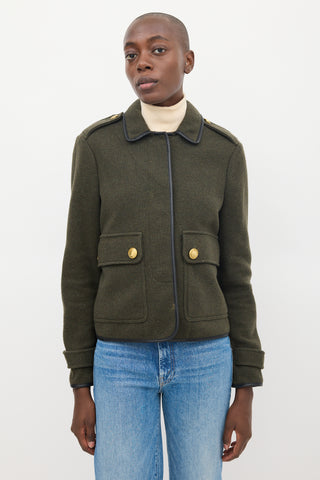 Burberry Brit Dark Green Wool Two Pocket Military Jacket