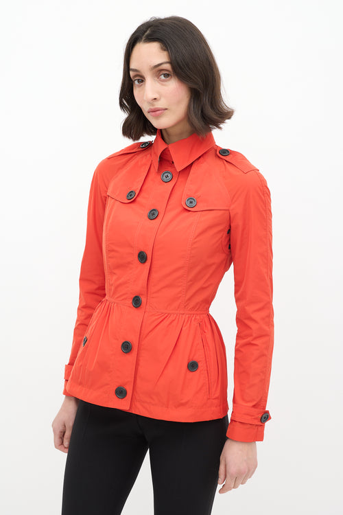 Burberry Brit Orange Nylon Peplum Jacket