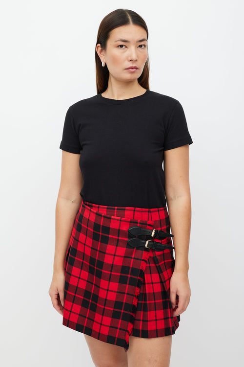 Burberry Brit Red & Black Tartan Kilt Skirt